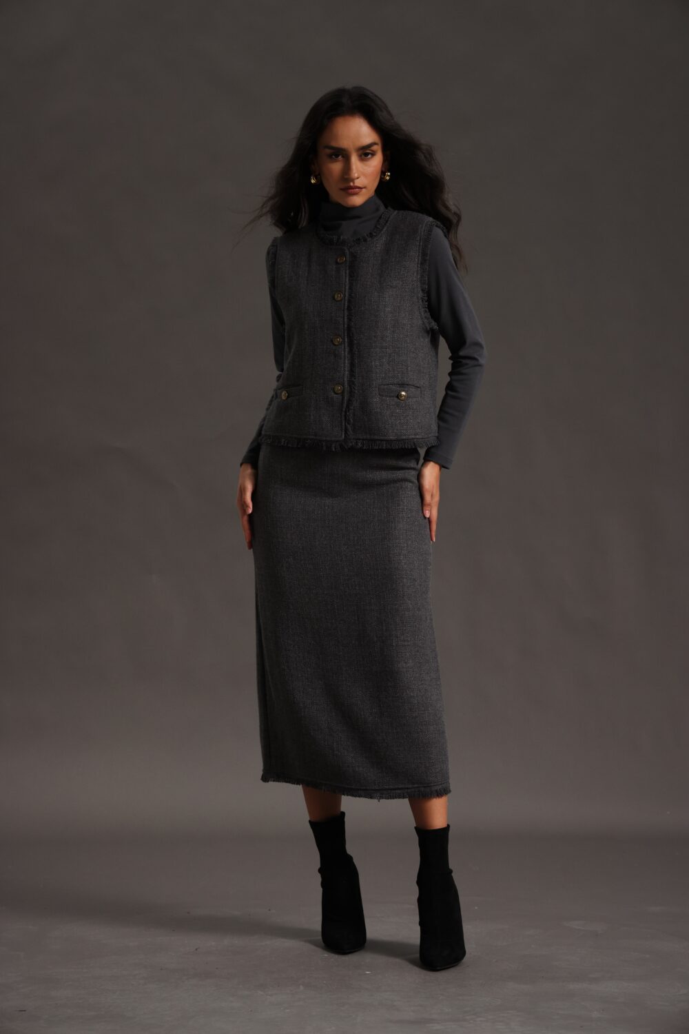 Alternative view of Costum damă 3 piese gri antracit